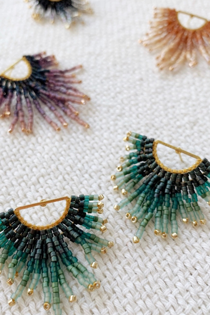 Zelda Beaded Fringe Stud Earrings - MADE TO ORDER