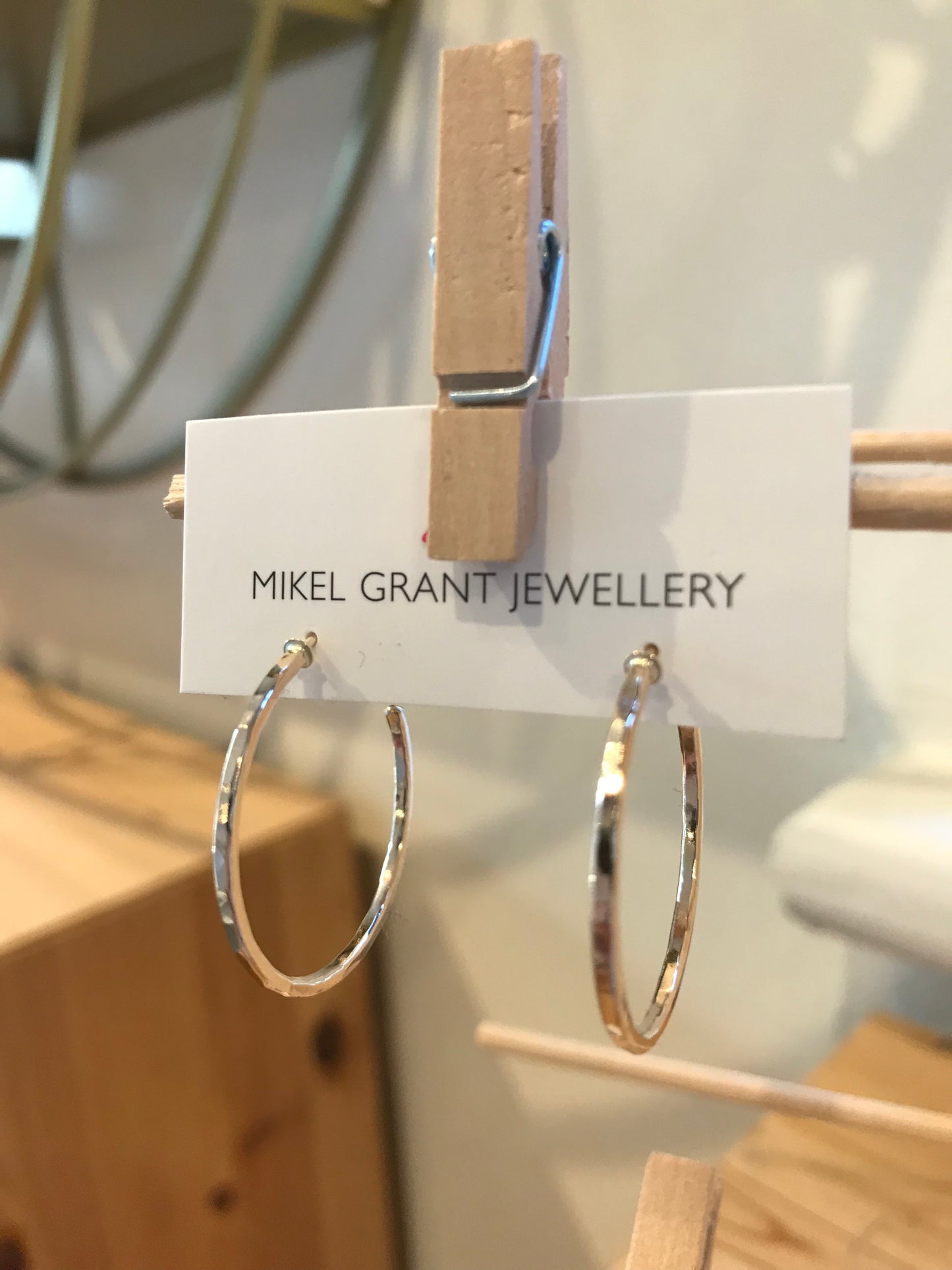 Open Hoop Studs - 14k gold-fill hammered small by Mikel Grant, made in Sechelt BC