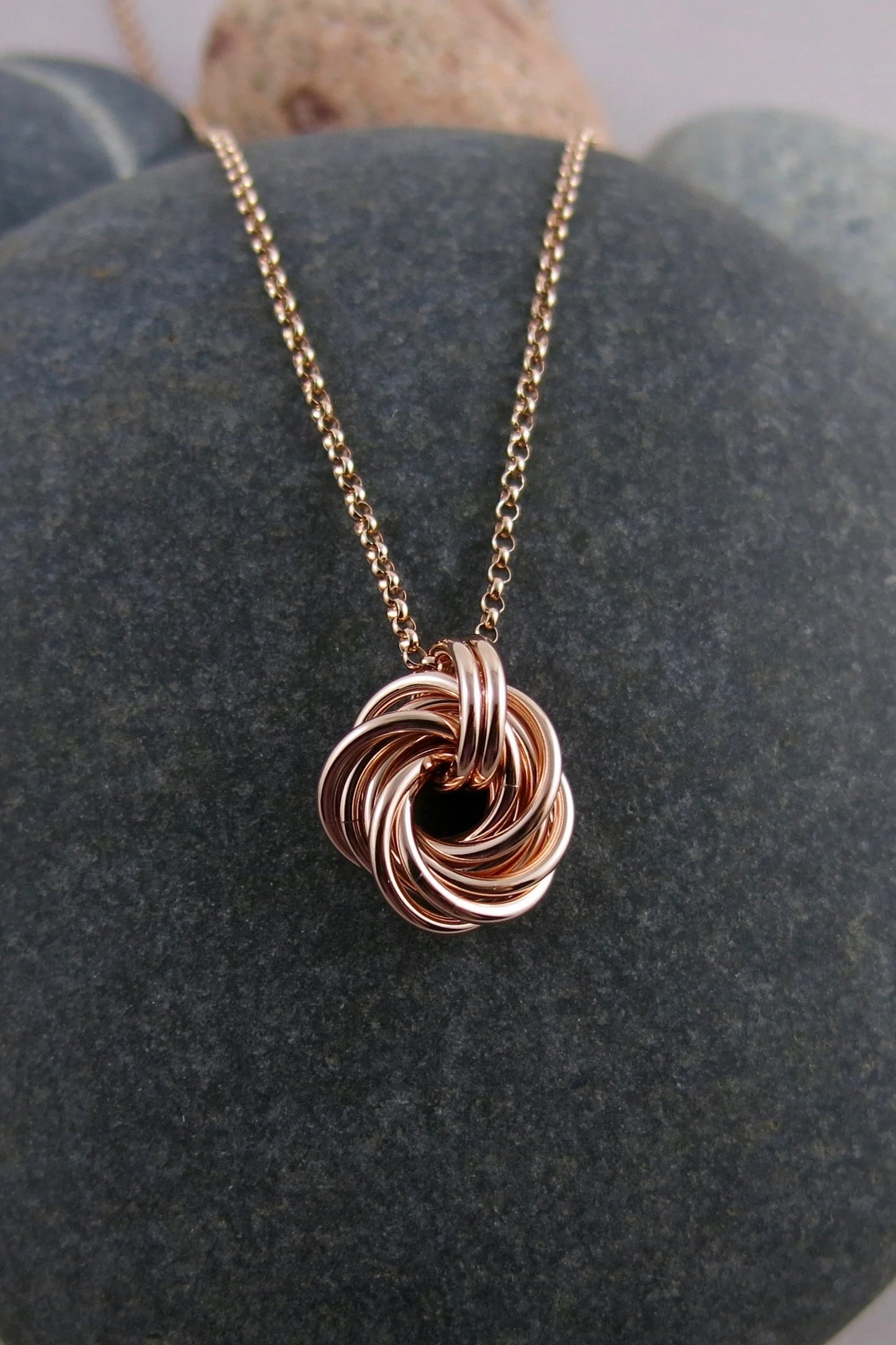 Endless Love Knot Necklace • 14K Rose Gold Filled with Rose Gold Rolo Chain