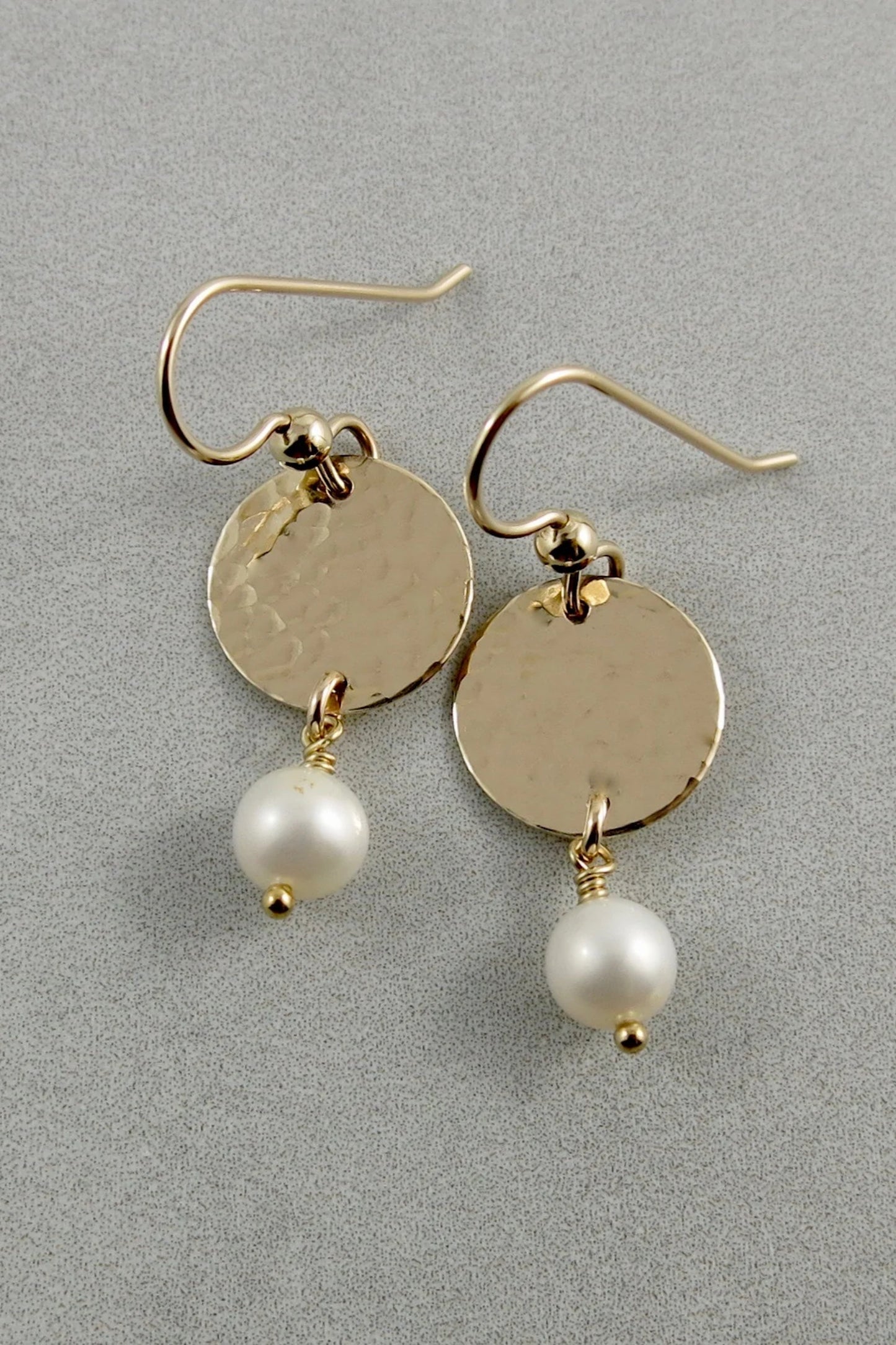 Pearl Moondrop Earrings - White Freshwater Pearls and 14k gold-fill by Mikel Grant, made in Sechelt BC