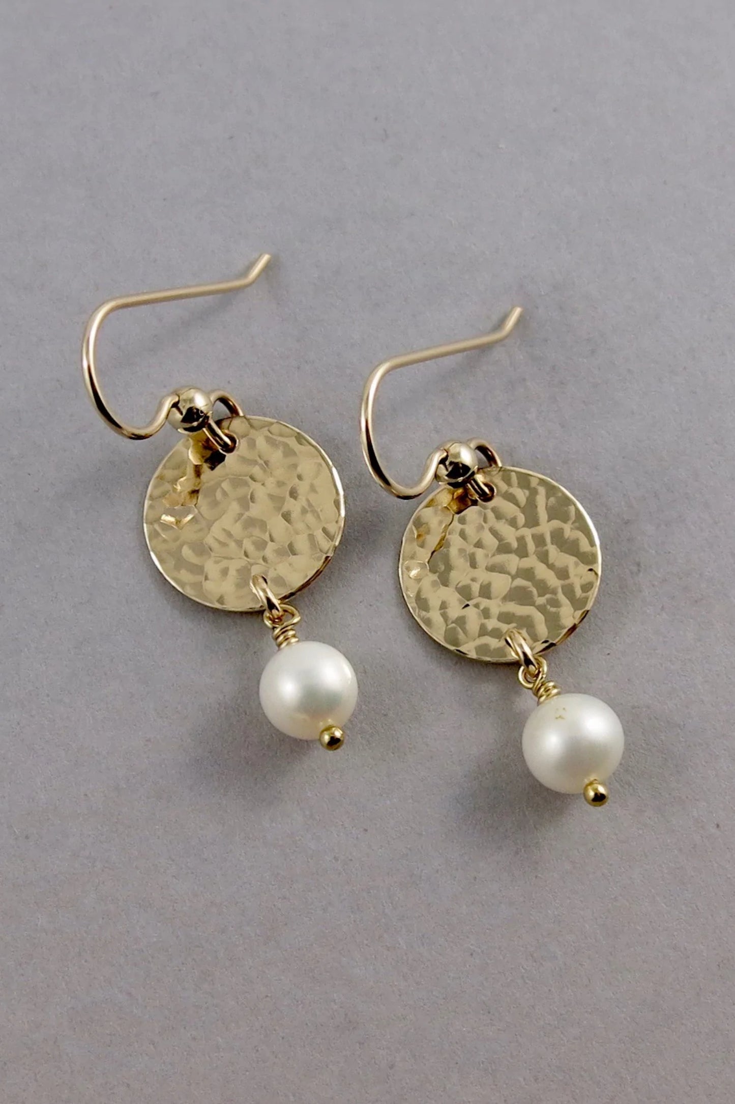 Pearl Moondrop Earrings - White Freshwater Pearls and 14k gold-fill by Mikel Grant, made in Sechelt BC