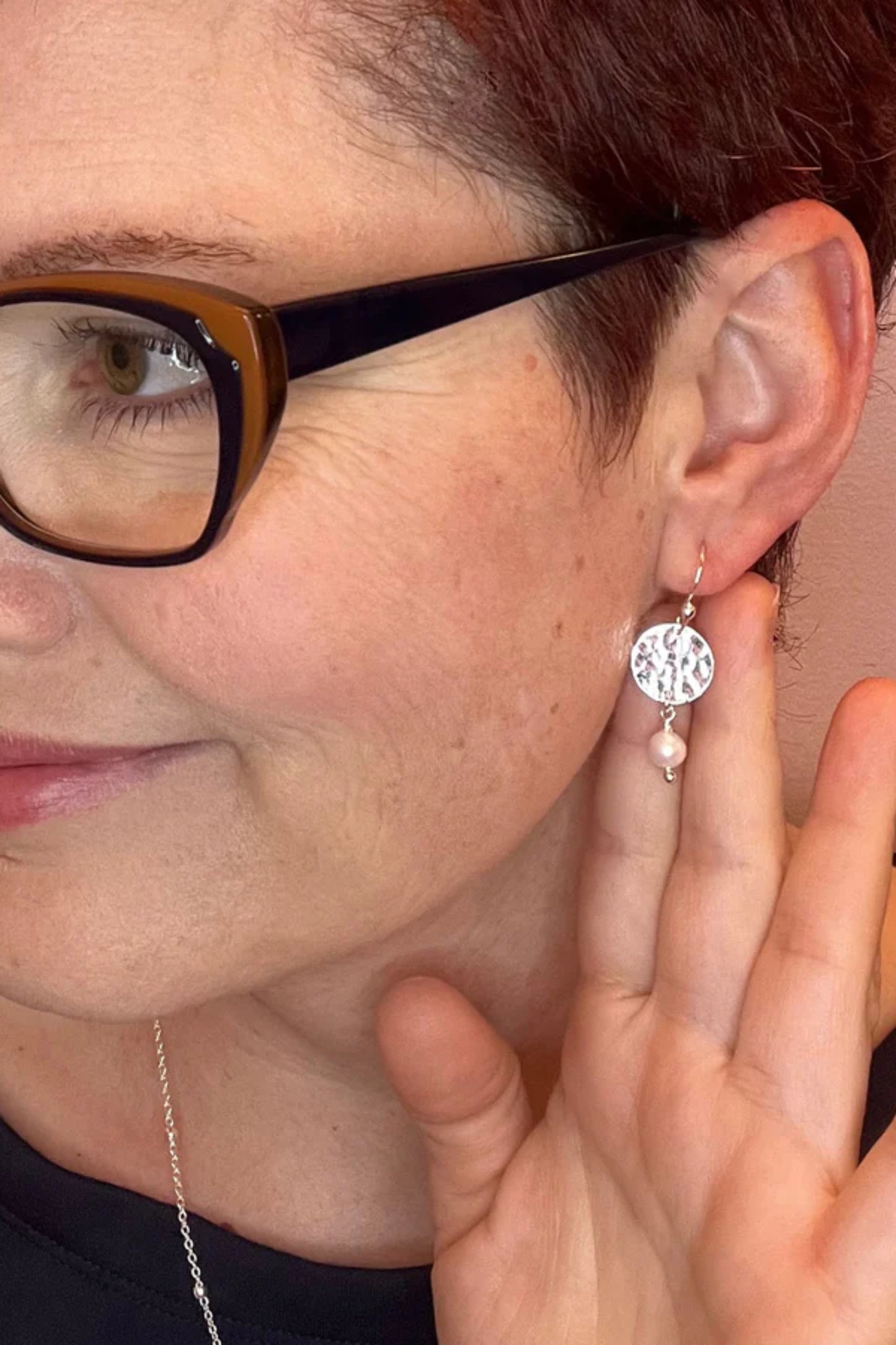 Pearl Moondrop Earrings - White freshwater pearls and sterling silver by Mikel Grant, made in Sechelt BC