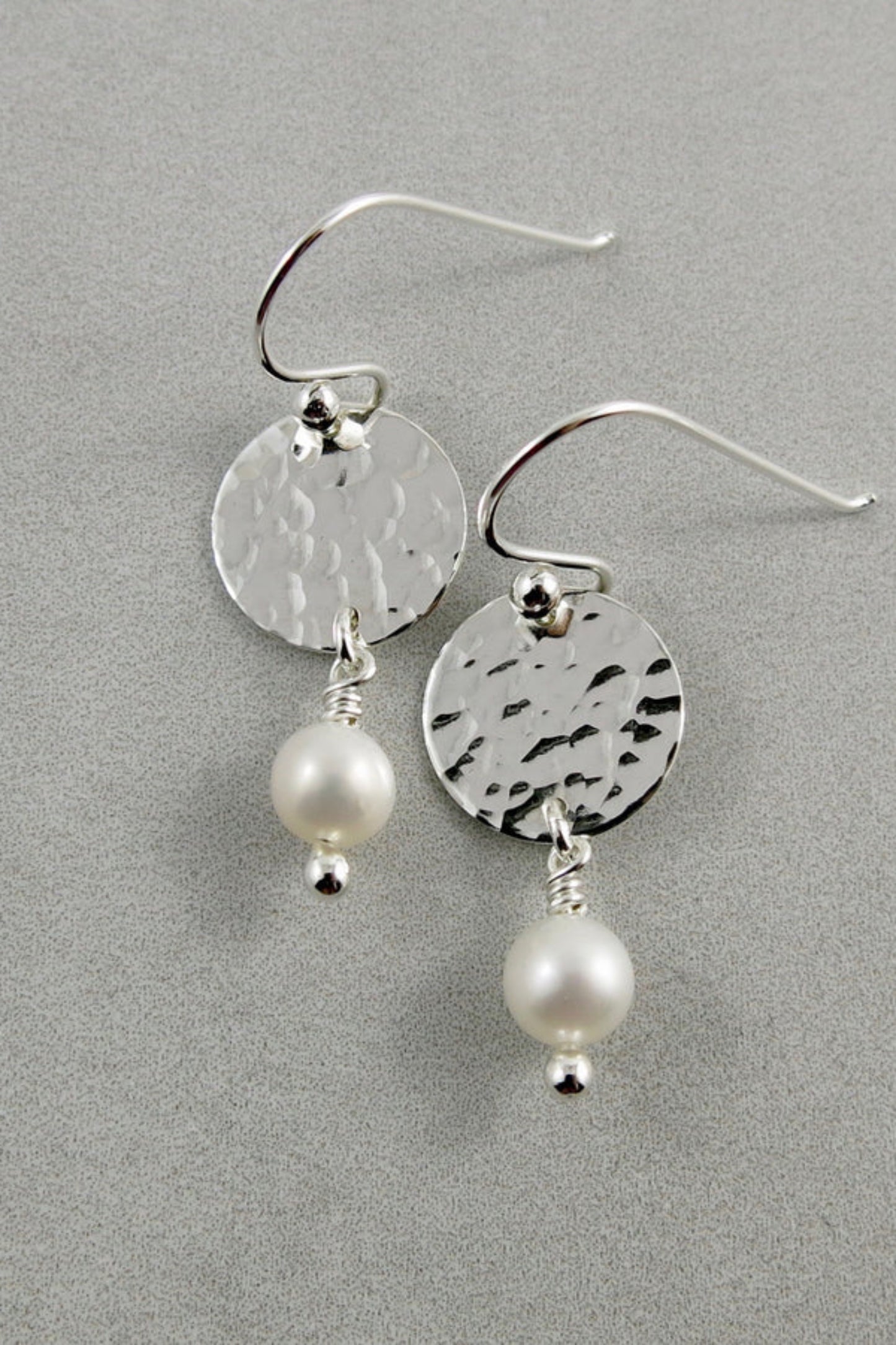 Pearl Moondrop Earrings - White freshwater pearls and sterling silver by Mikel Grant, made in Sechelt BC
