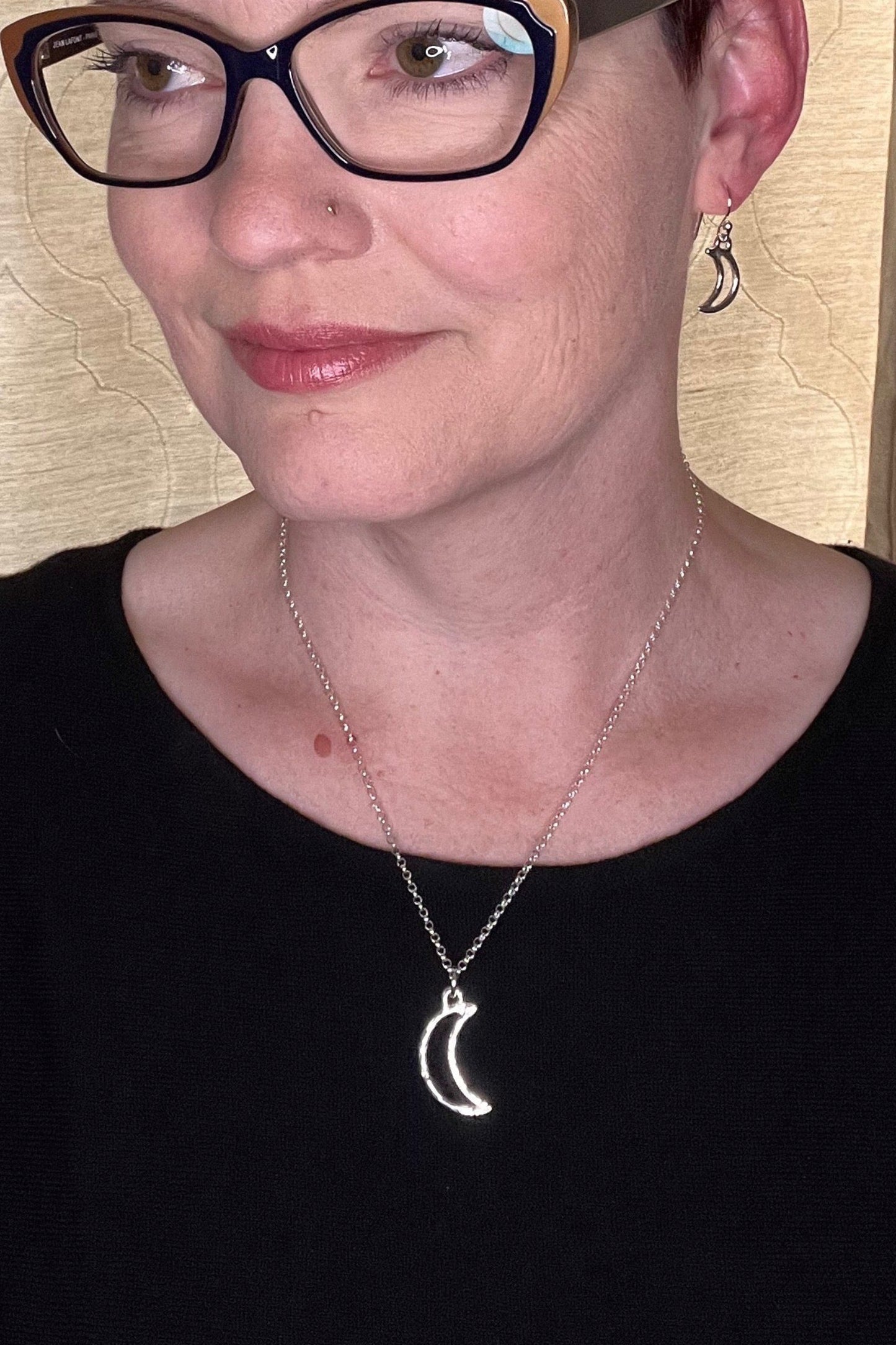 Crescent Moon Necklace - Sterling Silver, made in Sechelt BC