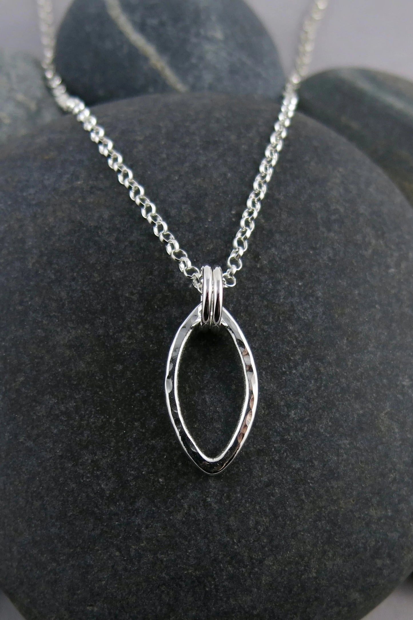 Silver Leaf Necklace - Modern Minimal Nature Inspired Necklace by Mikel Grant, sterling silver, made in Sechelt BC