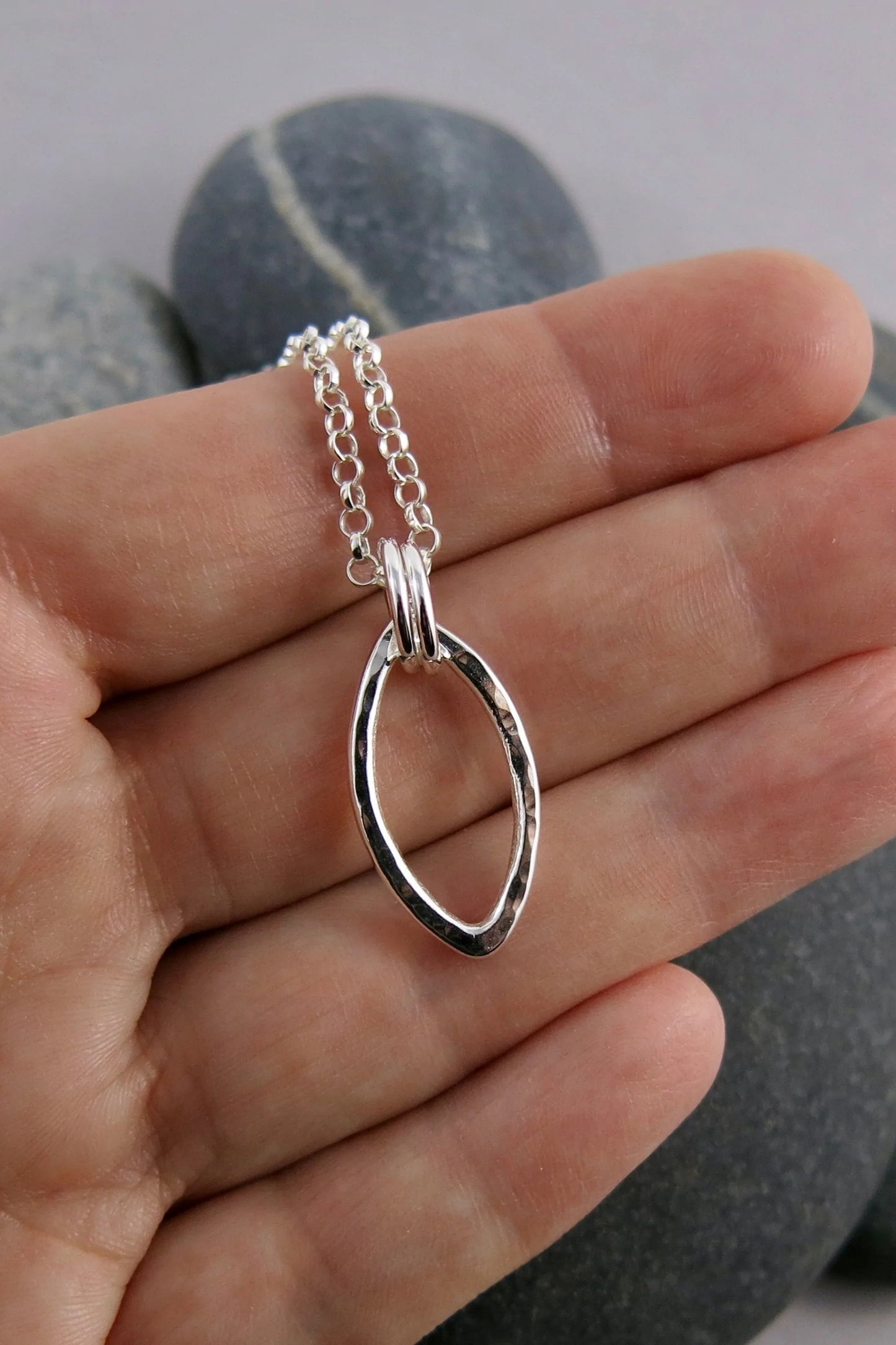 Silver Leaf Necklace - Modern Minimal Nature Inspired Necklace by Mikel Grant, sterling silver, made in Sechelt BC