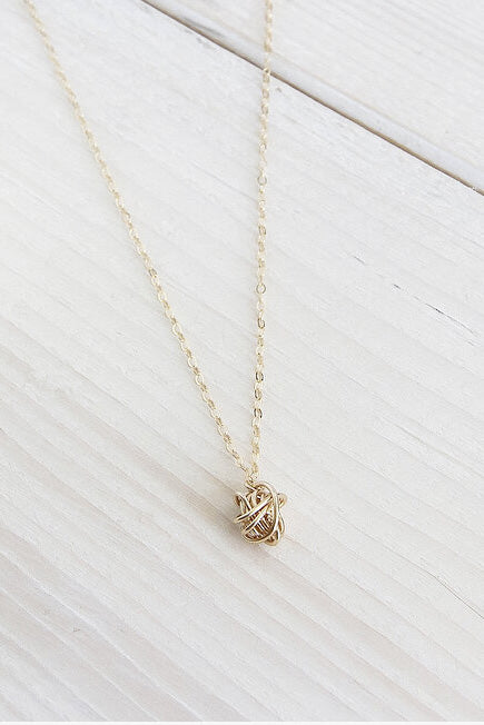 Mini Knot Necklace by Katye Landry, Goldfill, hand woven, made in Ottawa