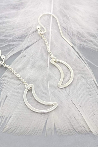 Sterling Moon Dangle Earrings