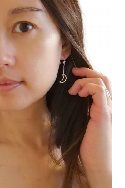 Sterling Moon Dangle Earrings