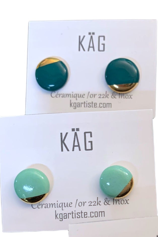 Round Ceramic and Gold Studs
