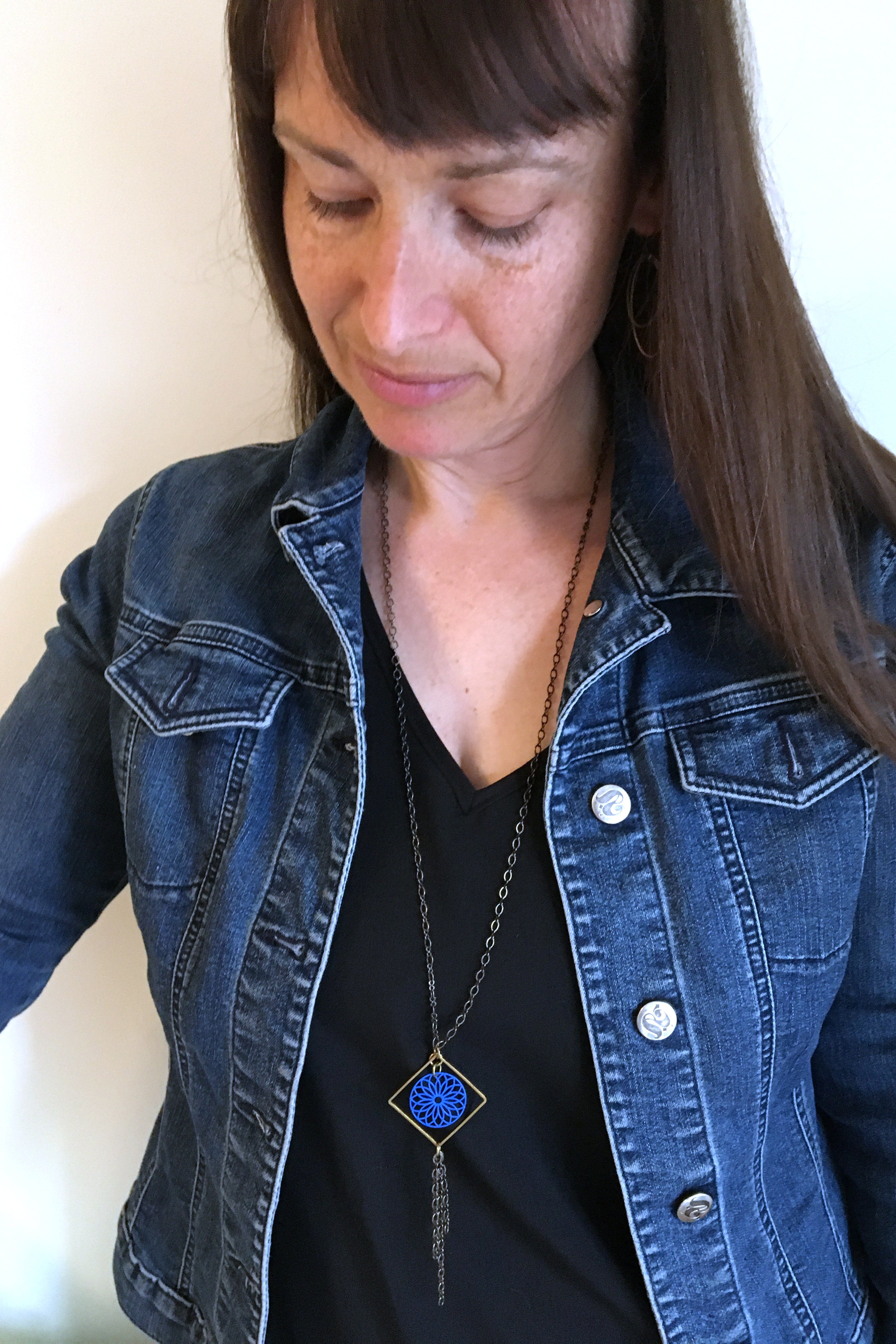 Cobalt Diamond Dangle Necklace