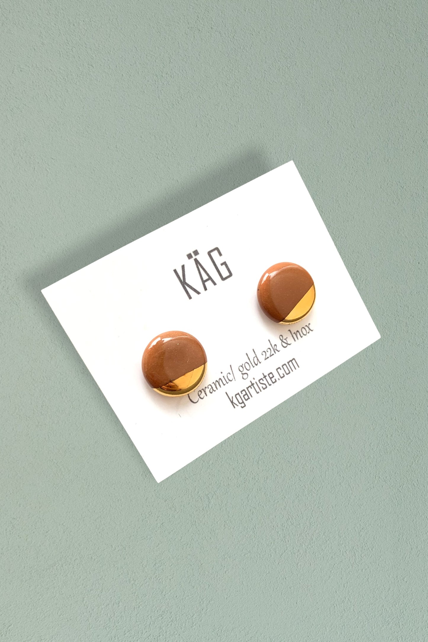 Round Ceramic and Gold Studs