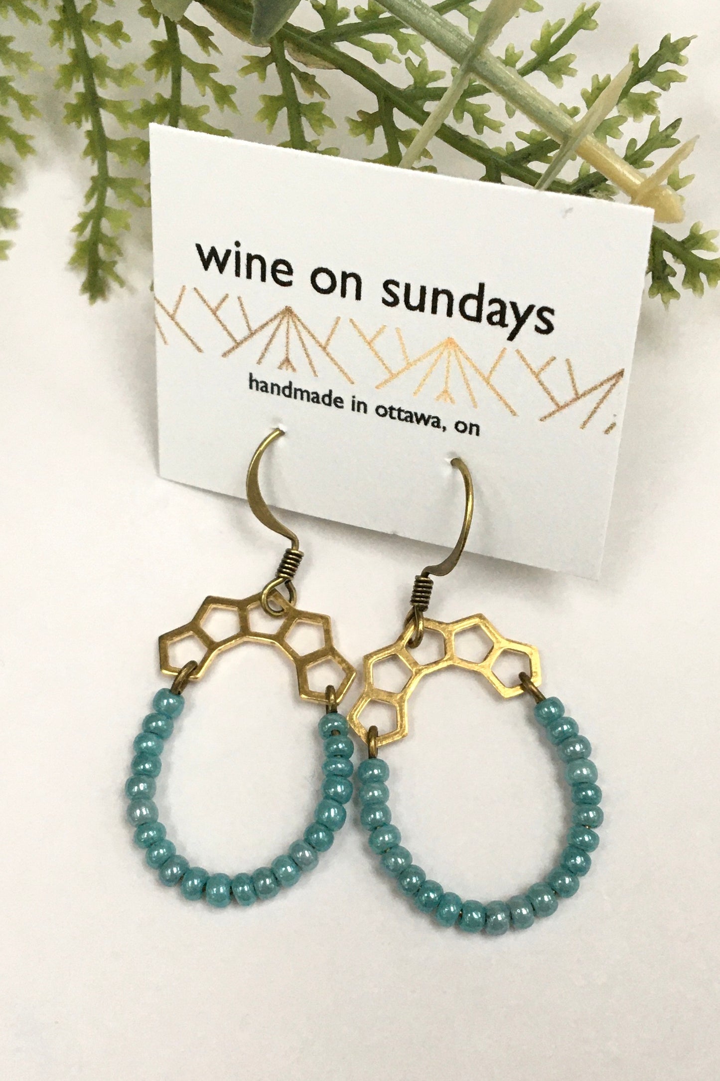 Beaded Honeycomb Earrings