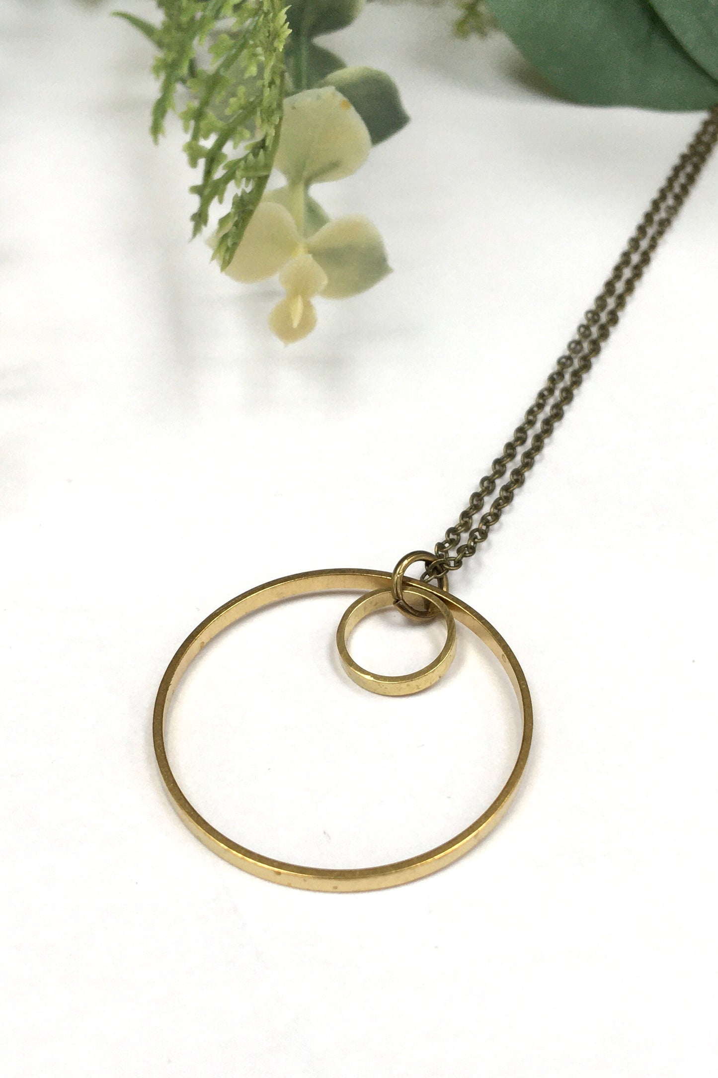 Simple Brass Double Circle Necklace