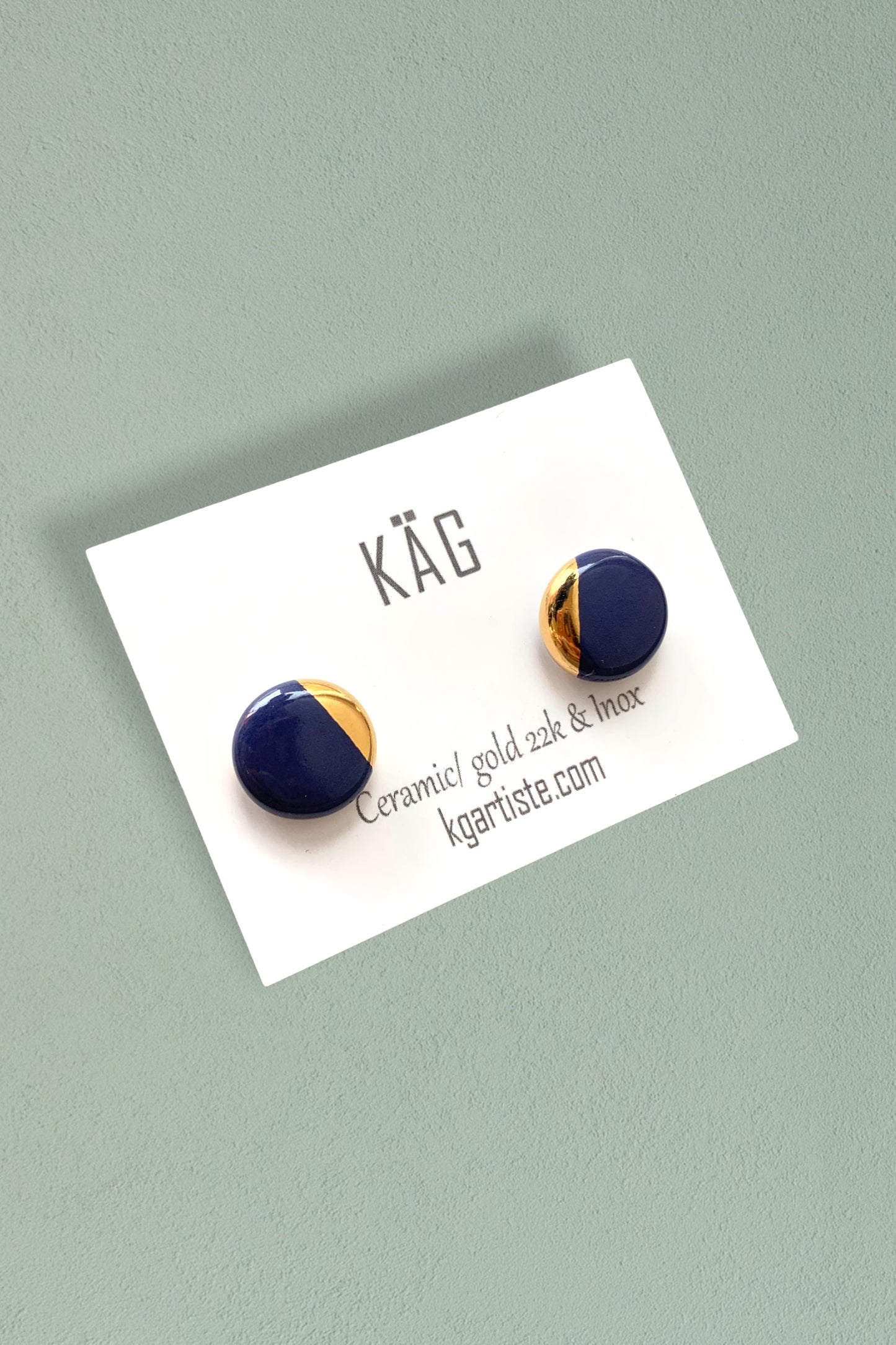 Round Ceramic and Gold Studs