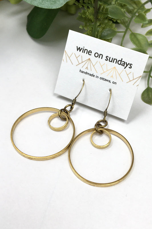 Double Circle Brass Earrings