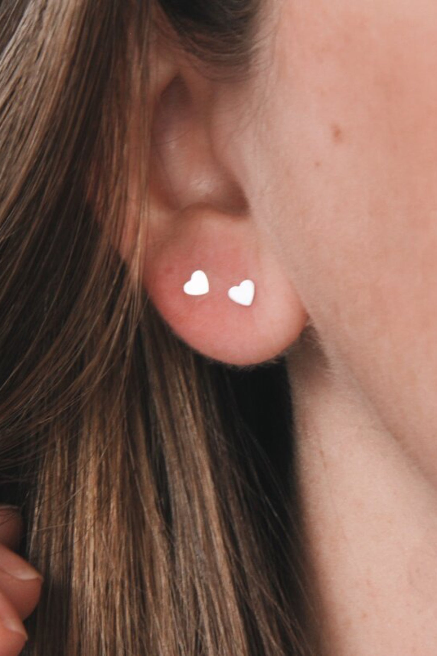 Mini Heart Studs by Katye Landry, 14k gold fill or 925. sterling silver, made in Ottawa