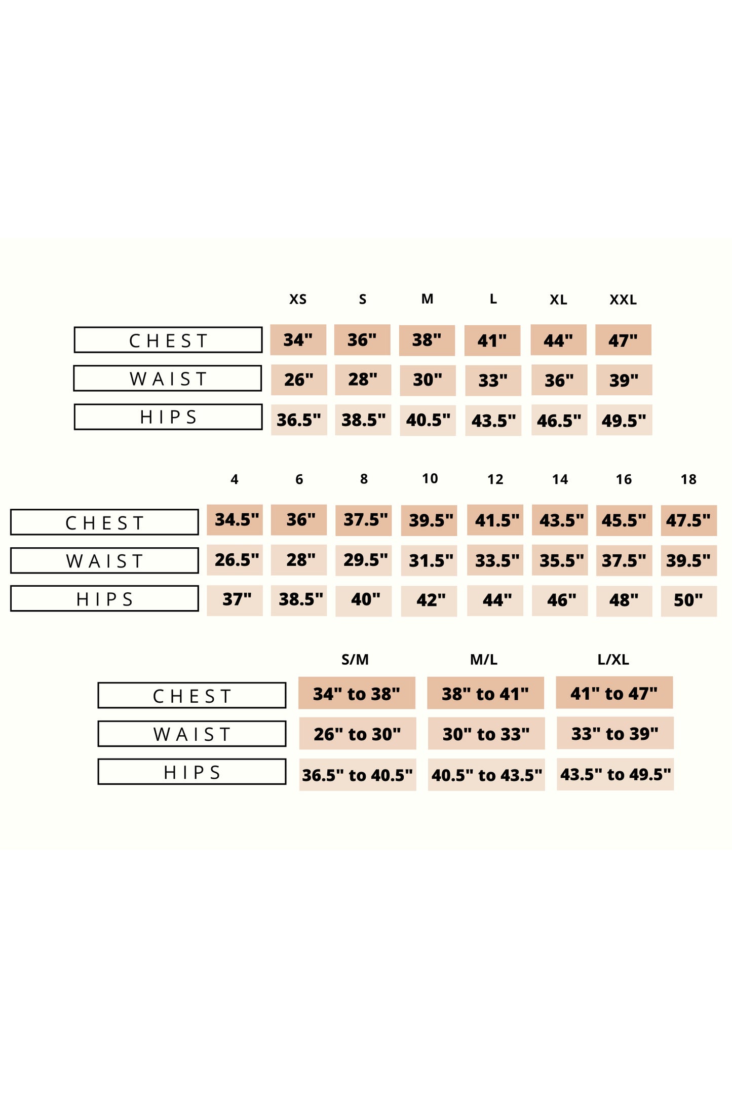 Melow Size Chart