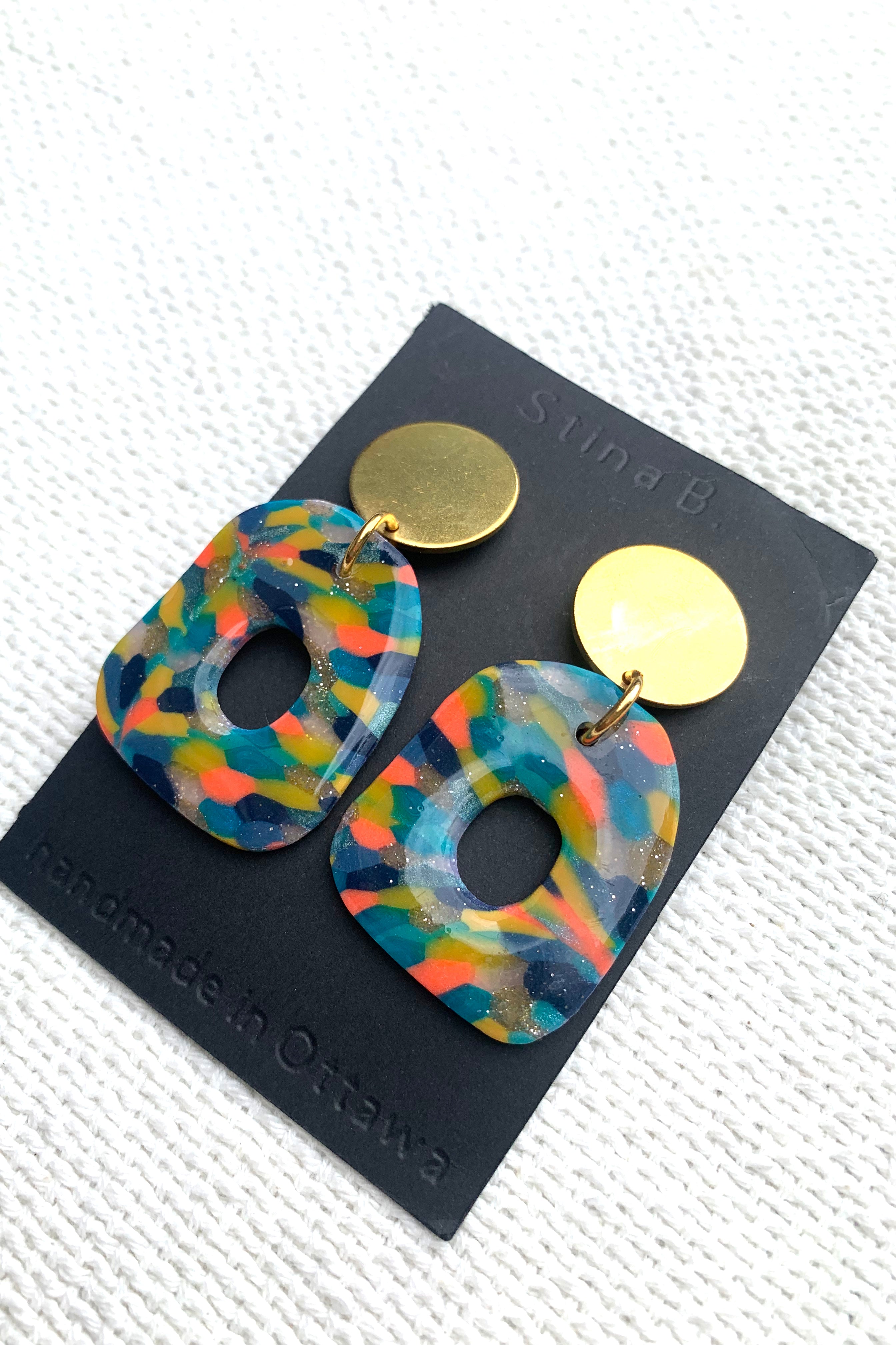 Neon Hex Chunky Dangle Stud