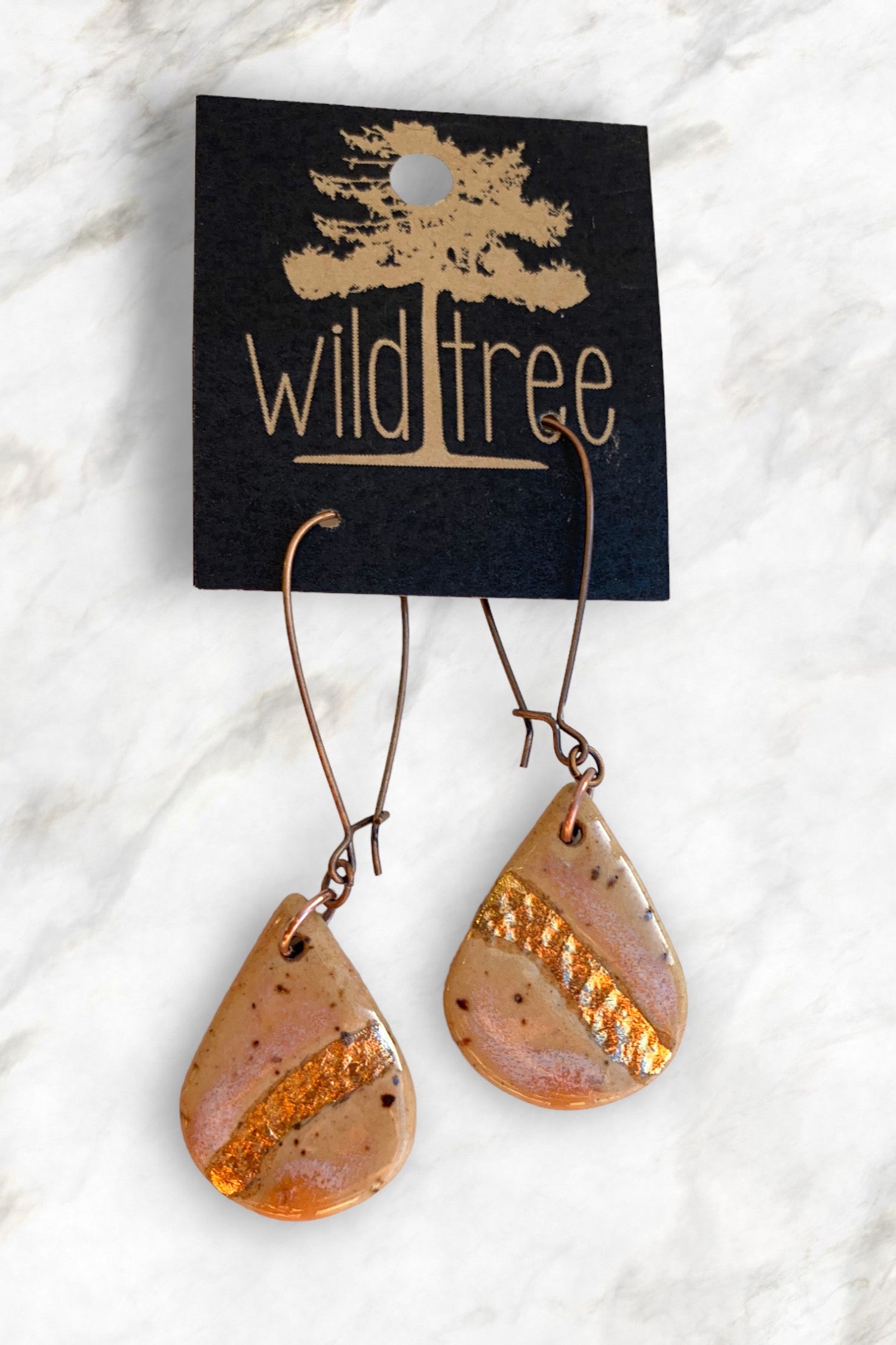 Peach and gold Teardrop Dangle Earrings