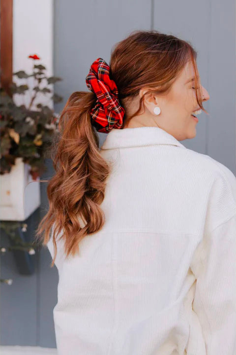 XL Oversized Scrunchie by Kokoro, Red Tartan