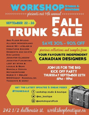 Workshop Boutique’s Fall Trunk Sale will be September 22-26!