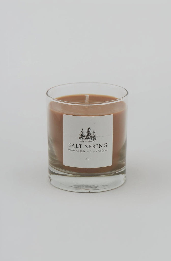 9oz Candle Glass-SALT SPRING - W. Red Cedar-Fir-Sitka Spruce