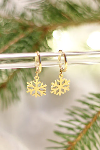 Snowflake Huggie Earrings