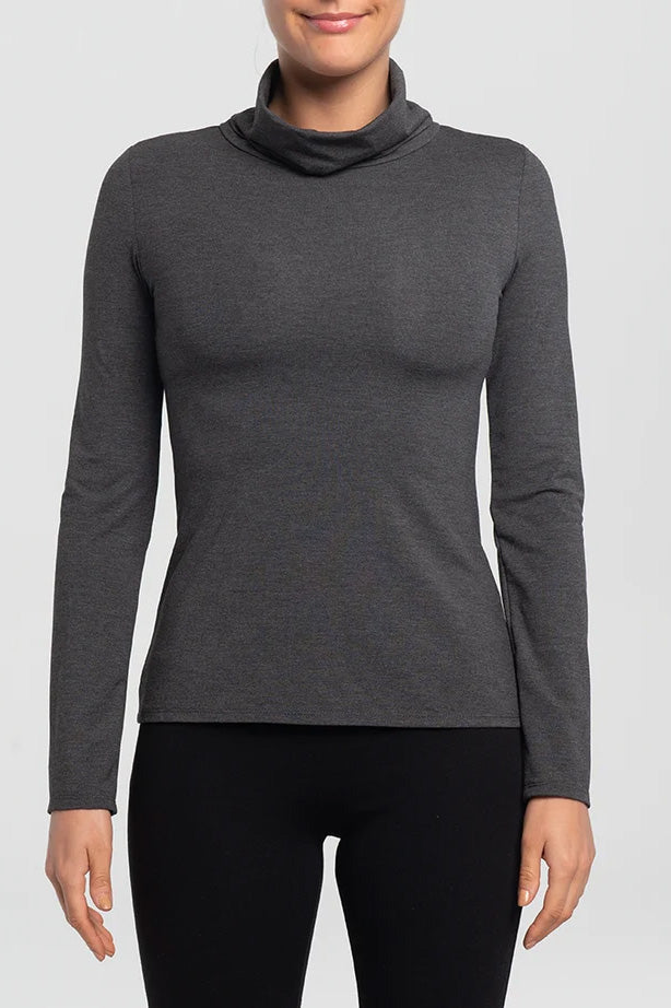John Sweater by Kollontai, Grey, viscose knit, turtleneck sweater, sizes XS to XXL, made in Montreal