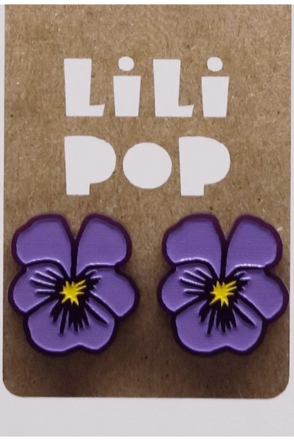 Lili1131 Violet Flower Stud Earrings