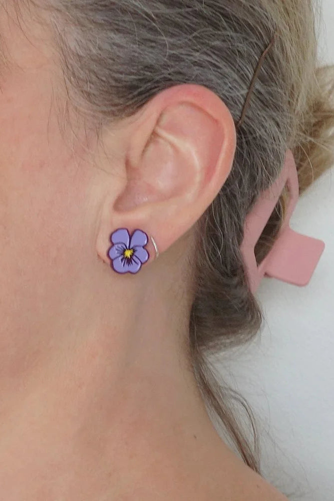 Lili1131 Violet Flower Stud Earrings