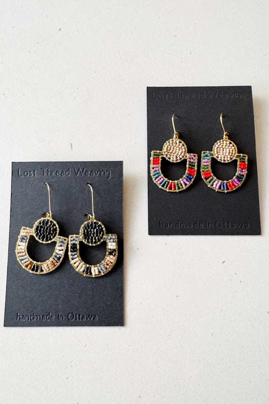 Deco Sun Open Arch Beaded Earrings