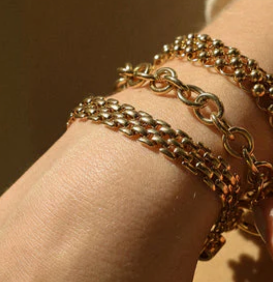 Estate Panther Chain Link  Bracelet 14K Gold