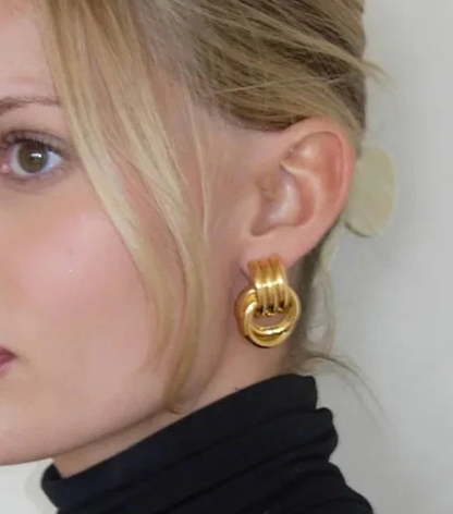 Double Knotted- Door Knocker- Two Tone Earring