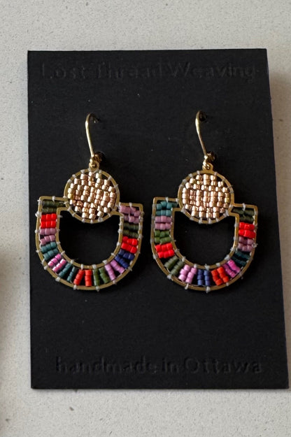 Deco Sun Open Arch Beaded Earrings