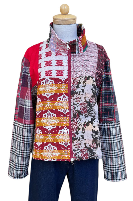 Fall/Winter Short Mosaique Multicolour Reversible Jacket Size 16