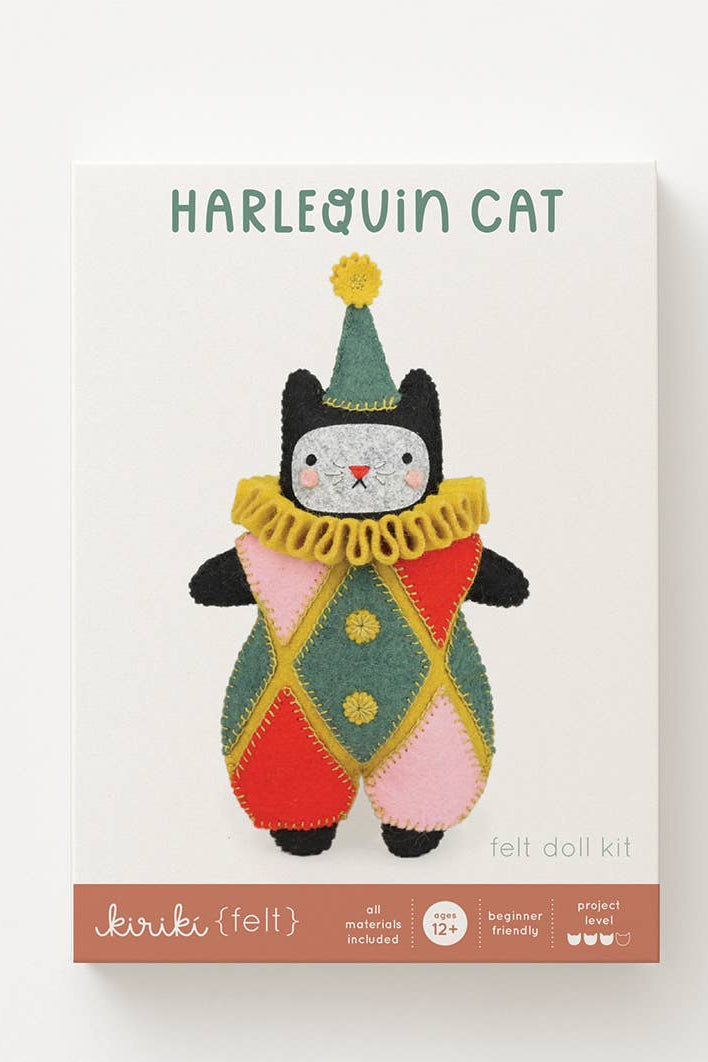 Harlequin Cat Felt Doll Kit