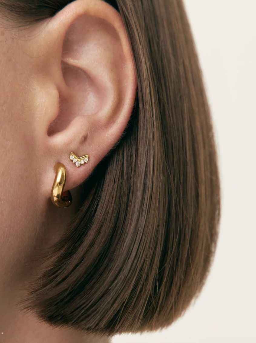 Wave Minimalist Hoop Earring- PVD- Hinge Hoop- Waterproof