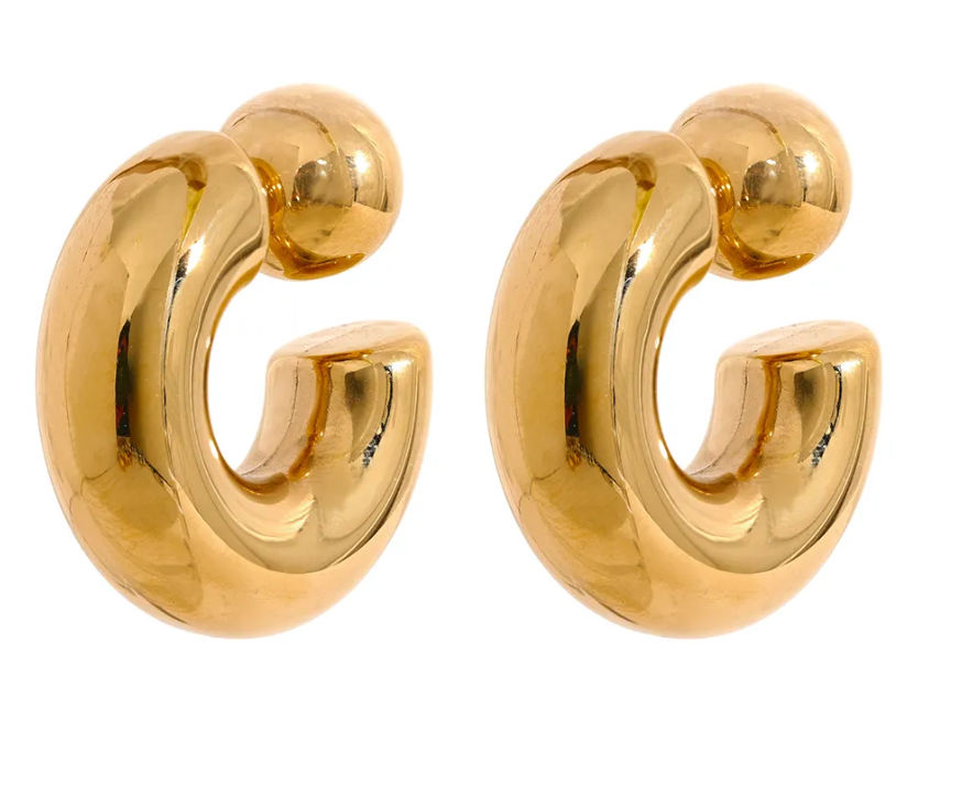 Puffy Thea O Stainless Steel Hoop Earrings
