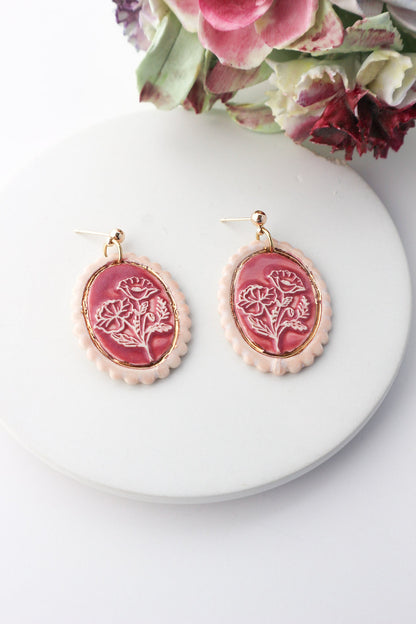 Dusty Rose Oval Portrait Dangles