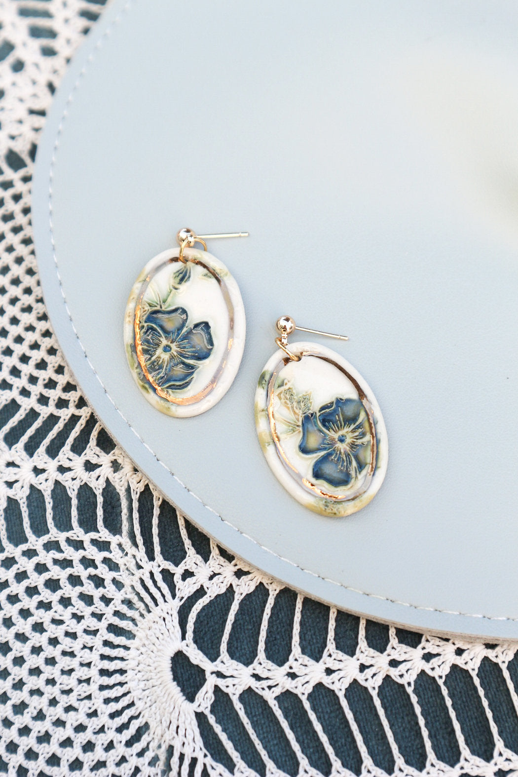 Flower Portrait Dangle Earrings