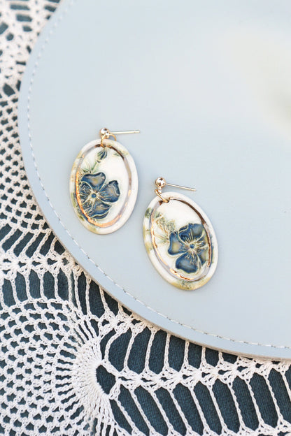 Flower Portrait Dangle Earrings