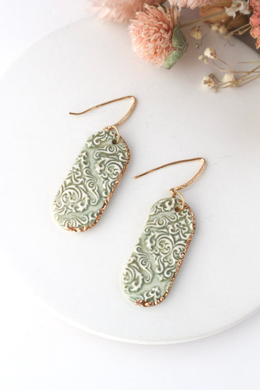 Sage Long Oval Dangles