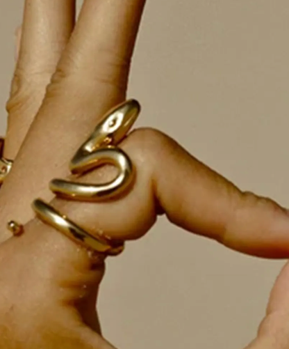 Snake Wrap long finger- Open Gold Steel PVD long lasting