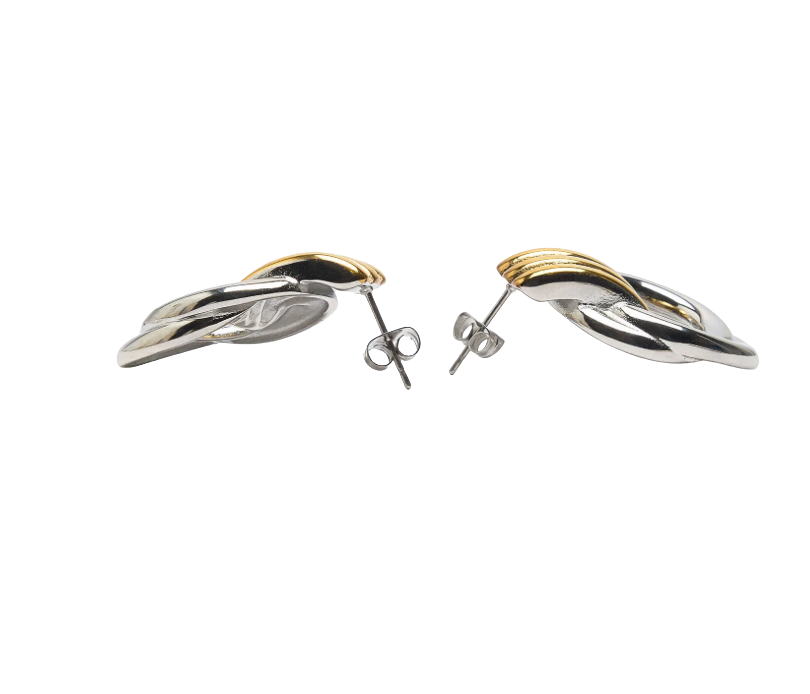 Double Knotted- Door Knocker- Two Tone Earring