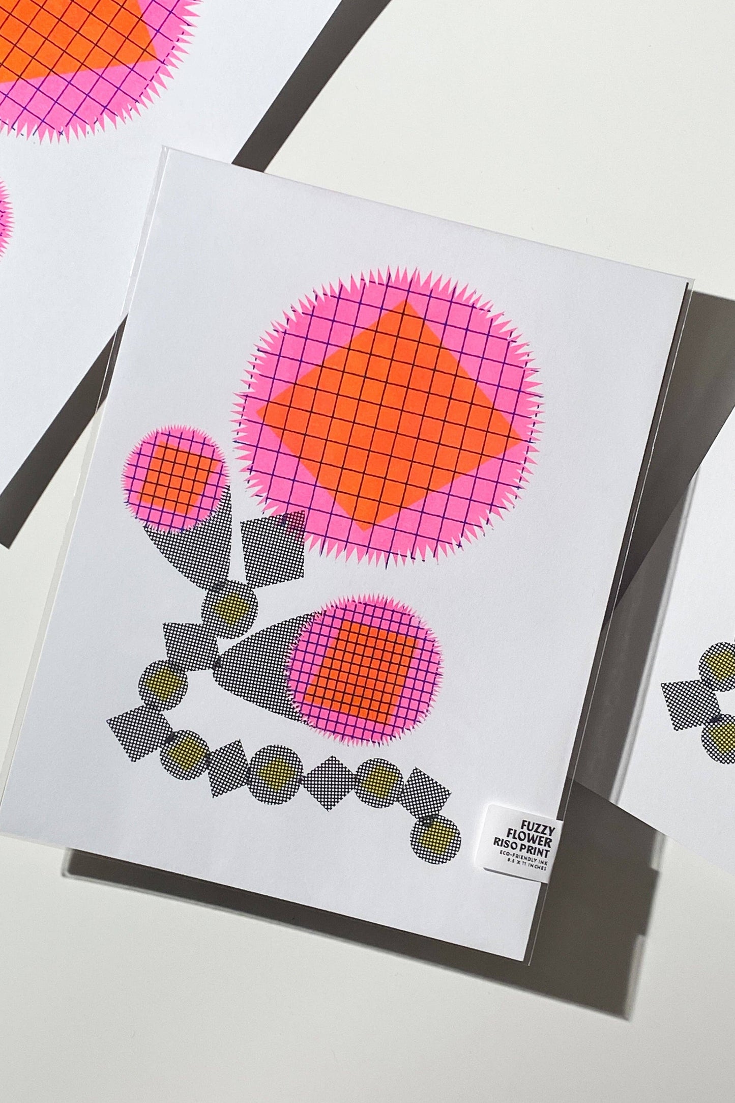 Fuzzy Flowers • Modern Risograph Print