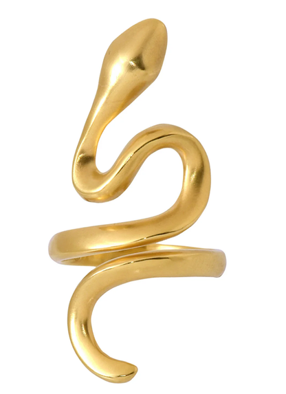 Snake Wrap long finger- Open Gold Steel PVD long lasting