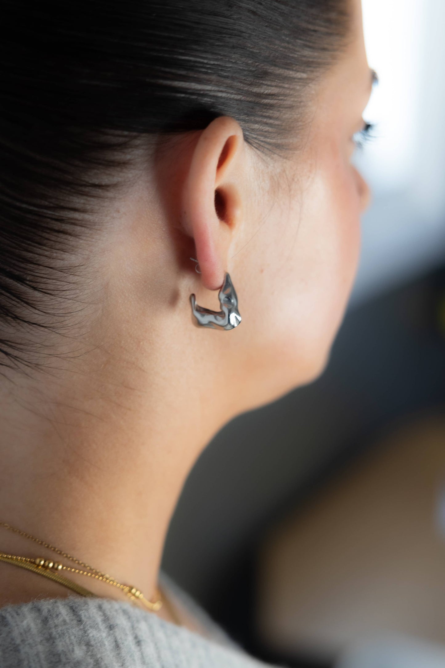 Organic Tri Hoop Earring