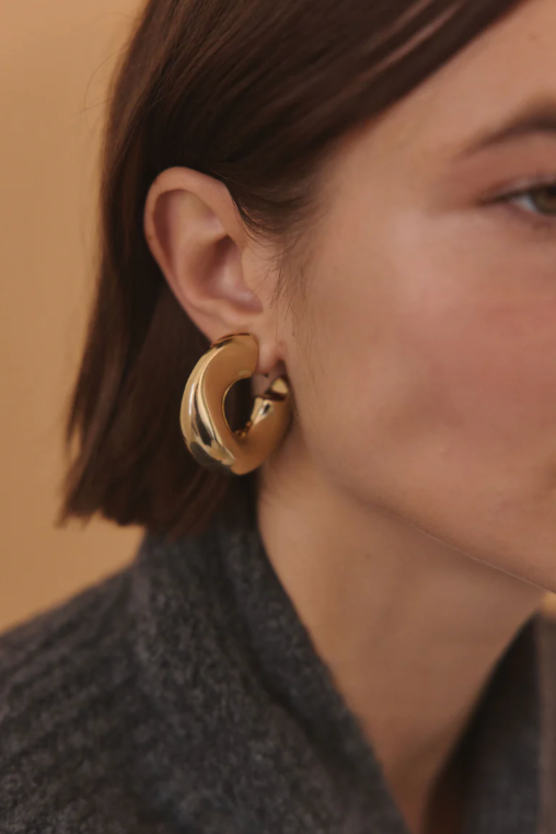 Wave Puffy Hoop | Steel Earrings