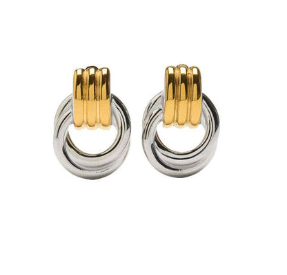 Double Knotted- Door Knocker- Two Tone Earring